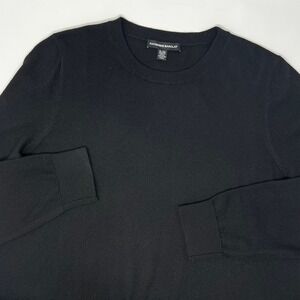 Katherine Barclay Black 100% Merino Wool Crewneck Sweater XL Lightweight